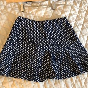 Aqua blue/black/white patterned mini skirt